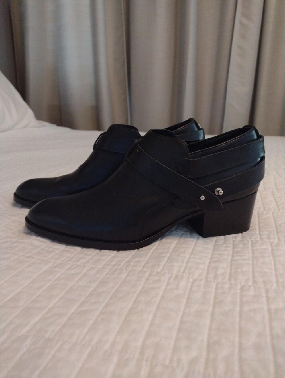 Rag & Bone Women US 9/EU 39.5 Harley  Boots Black Genuine Leather Stirrup Biker